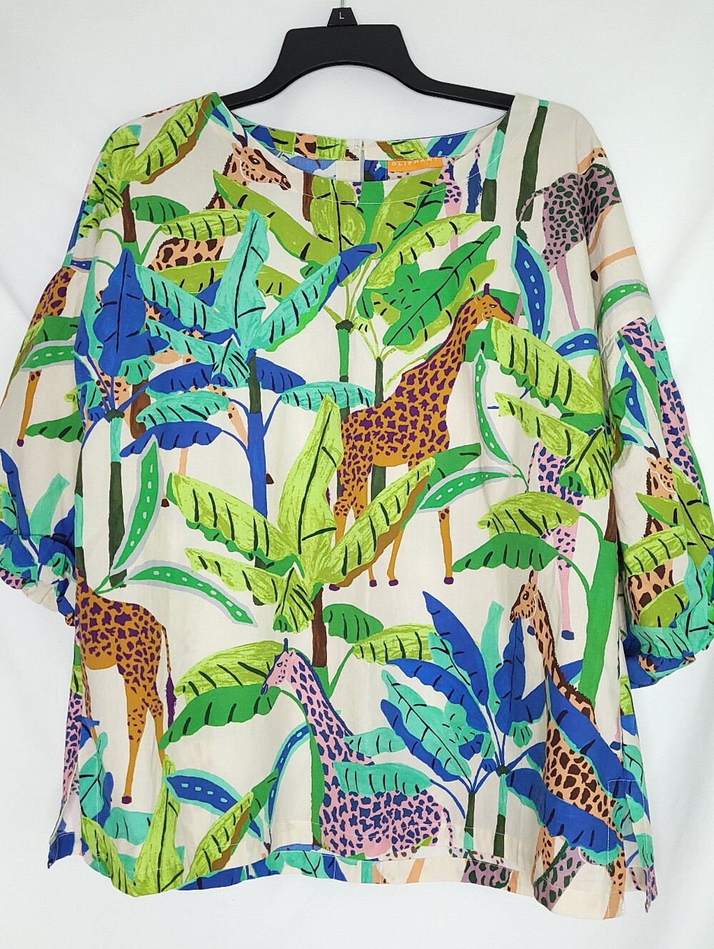 OLIPHANT Women's Tropical Giraffe Print Top XL